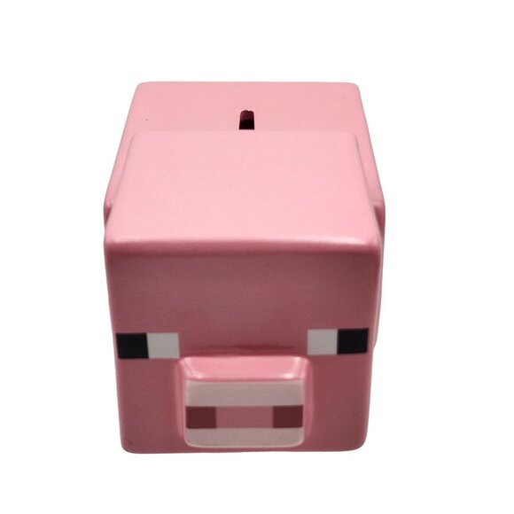 Minecraft Pink Pig Ceramic Coin Piggy Bank Decorative 8X6X4.5 Inch - Picture 6 of 7